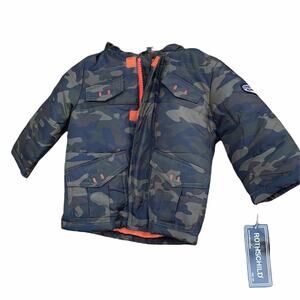 Rothschild Green & Orange Camouflaged Winter Puffer Jacket 12 months NEW